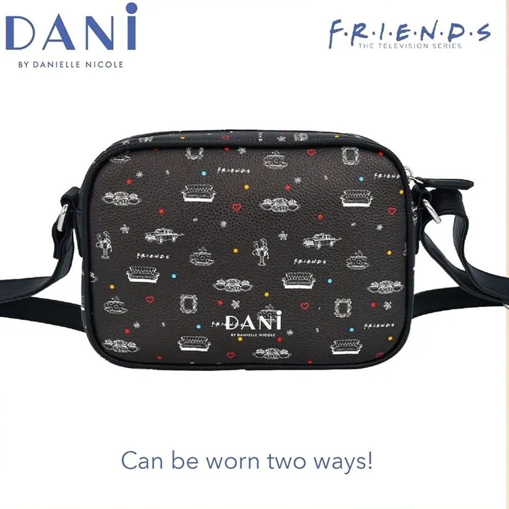 Friends Central Perk Logo Crossbody Black Bag Zip Top Closure by Daniele Nicole